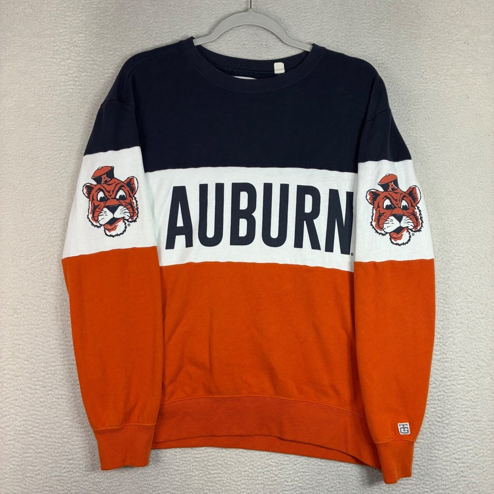 Auburn Tigers Crewneck Sweatshirt Men S Blue Orange Old Sailor Colorblock